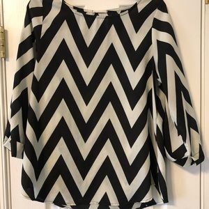 Black and cream chevron blouse